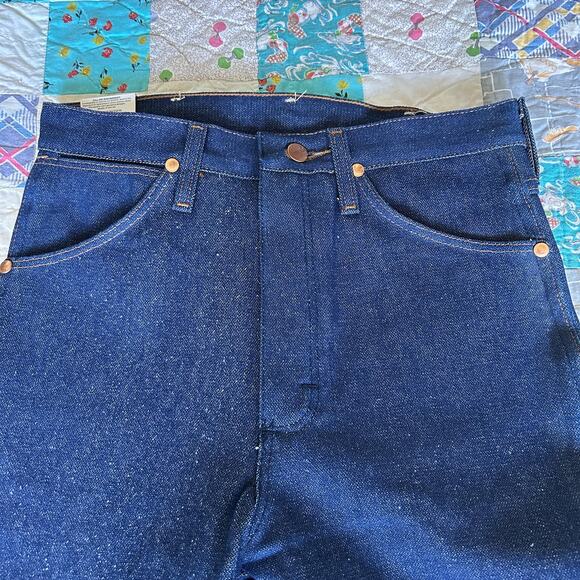 Vintage 90s DEADSTOCK Wrangler USA Dark Denim Slim Fit Extra Long Leg 28 x 40 - Picture 3 of 7
